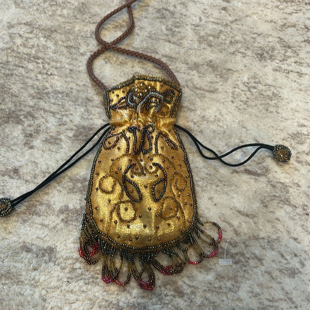 Embroidered Beaded Drawstring Pouch - image 3